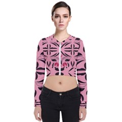 Floral folk damask pattern  Long Sleeve Zip Up Bomber Jacket