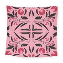 Floral Folk Damask Pattern  Square Tapestry (large)