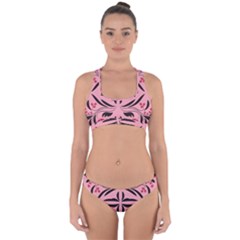 Floral Folk Damask Pattern  Cross Back Hipster Bikini Set by Eskimos