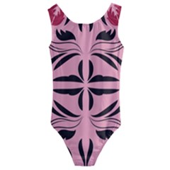 Floral Folk Damask Pattern  Kids  Cut-out Back One Piece Swimsuit