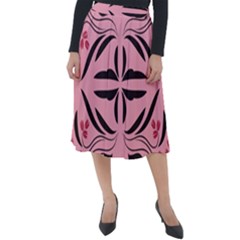 Floral Folk Damask Pattern  Classic Velour Midi Skirt 