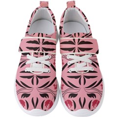 Floral folk damask pattern  Men s Velcro Strap Shoes