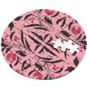 Floral folk damask pattern  Wooden Puzzle Round View2