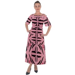 Floral Folk Damask Pattern  Shoulder Straps Boho Maxi Dress 