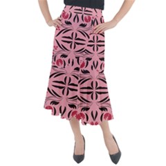 Floral folk damask pattern  Midi Mermaid Skirt