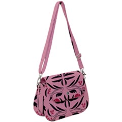 Floral Folk Damask Pattern  Saddle Handbag