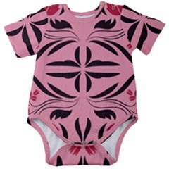 Floral folk damask pattern  Baby Short Sleeve Onesie Bodysuit