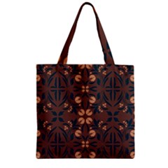 Floral Folk Damask Pattern  Zipper Grocery Tote Bag