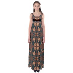 Floral Folk Damask Pattern  Empire Waist Maxi Dress