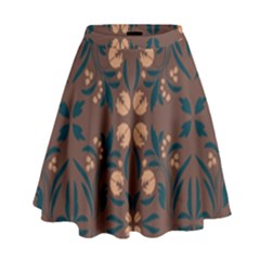 Floral Folk Damask Pattern  High Waist Skirt