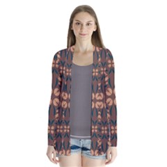 Floral Folk Damask Pattern  Drape Collar Cardigan