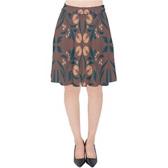 Floral Folk Damask Pattern  Velvet High Waist Skirt