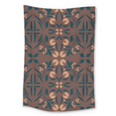 Floral Folk Damask Pattern  Large Tapestry by Eskimos