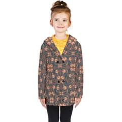 Floral Folk Damask Pattern  Kids  Double Breasted Button Coat