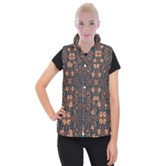 Floral Folk Damask Pattern  Women s Button Up Vest