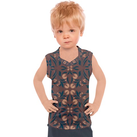 Floral Folk Damask Pattern  Kids  Sport Tank Top by Eskimos