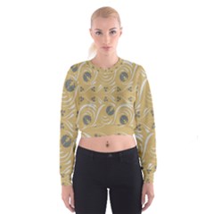 Folk Flowers Print Floral Pattern Ethnic Art Cropped Sweatshirt by Eskimos