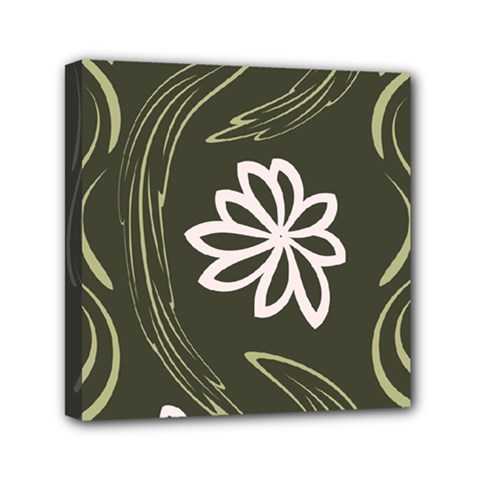 Folk flowers print Floral pattern Ethnic art Mini Canvas 6  x 6  (Stretched)