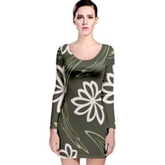 Folk flowers print Floral pattern Ethnic art Long Sleeve Velvet Bodycon Dress