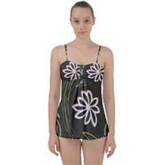 Folk flowers print Floral pattern Ethnic art Babydoll Tankini Set