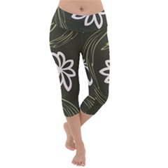 Folk flowers print Floral pattern Ethnic art Lightweight Velour Capri Yoga Leggings