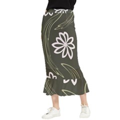 Folk Flowers Print Floral Pattern Ethnic Art Maxi Fishtail Chiffon Skirt by Eskimos