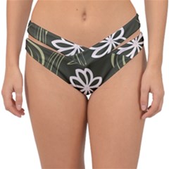 Folk Flowers Print Floral Pattern Ethnic Art Double Strap Halter Bikini Bottom by Eskimos