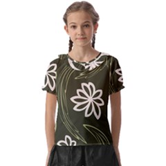 Folk flowers print Floral pattern Ethnic art Kids  Frill Chiffon Blouse