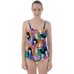 Women Twist Front Tankini Set