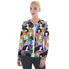 Women Velvet Zip Up Jacket