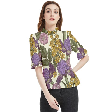 Spring Floral Frill Neck Blouse by Sparkle