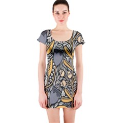 Floral Short Sleeve Bodycon Dress by Sparkle