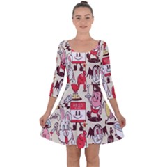 Retro Food Quarter Sleeve Skater Dress by Sparkle