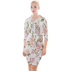 Floral Quarter Sleeve Hood Bodycon Dress