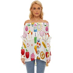 Summer-fair-food-goldfish Copy Copy Off Shoulder Chiffon Pocket Shirt