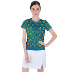 Yellow And Blue Proud Blooming Flowers Women s Sports Top by pepitasart