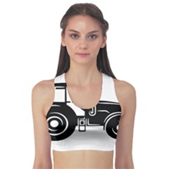 Black-farm-tractor-cut Sports Bra