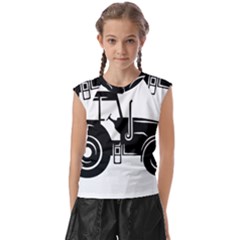 Black-farm-tractor-cut Kids  Raglan Cap Sleeve Tee