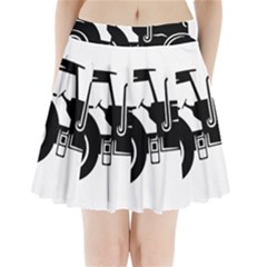 Black-farm-tractor-cut Pleated Mini Skirt