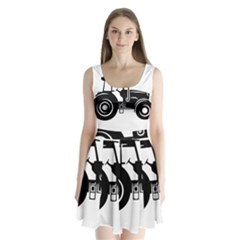 Black-farm-tractor-cut Split Back Mini Dress 