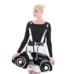 Black-farm-tractor-cut Suspender Skater Skirt by DinzDas