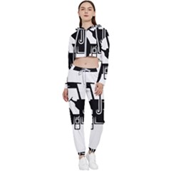 Black-farm-tractor-cut Cropped Zip Up Lounge Set
