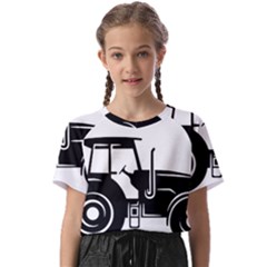 Black-farm-tractor-cut Kids  Basic Tee