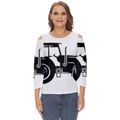 Black-farm-tractor-cut Cut Out Wide Sleeve Top