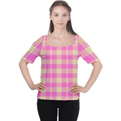 Pink Tartan 4 Cutout Shoulder Tee