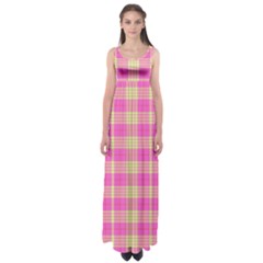 Pink Tartan 4 Empire Waist Maxi Dress