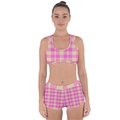 Pink Tartan 4 Racerback Boyleg Bikini Set