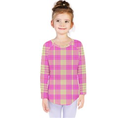 Pink Tartan 4 Kids  Long Sleeve Tee