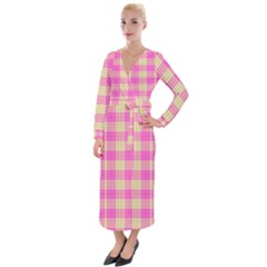 Pink Tartan 4 Velvet Maxi Wrap Dress