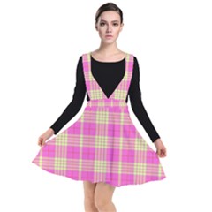 Pink Tartan 4 Plunge Pinafore Dress